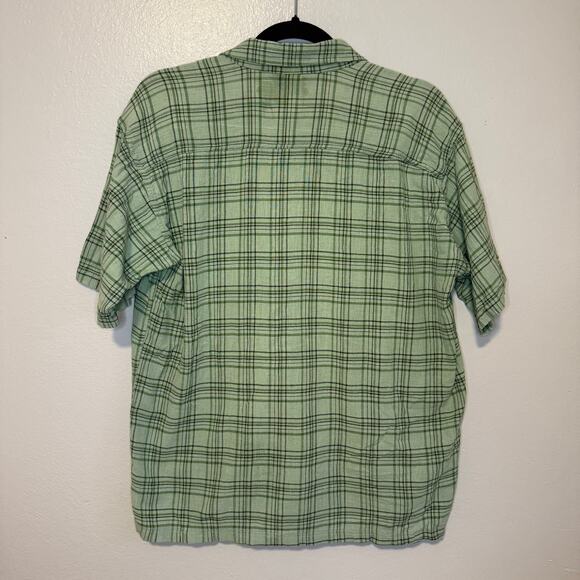 Patagonia Men's Organic Cotton Green Button Up Casual Short Sleeve Shirt LARGE - Picture 6 of 7